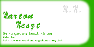 marton neszt business card